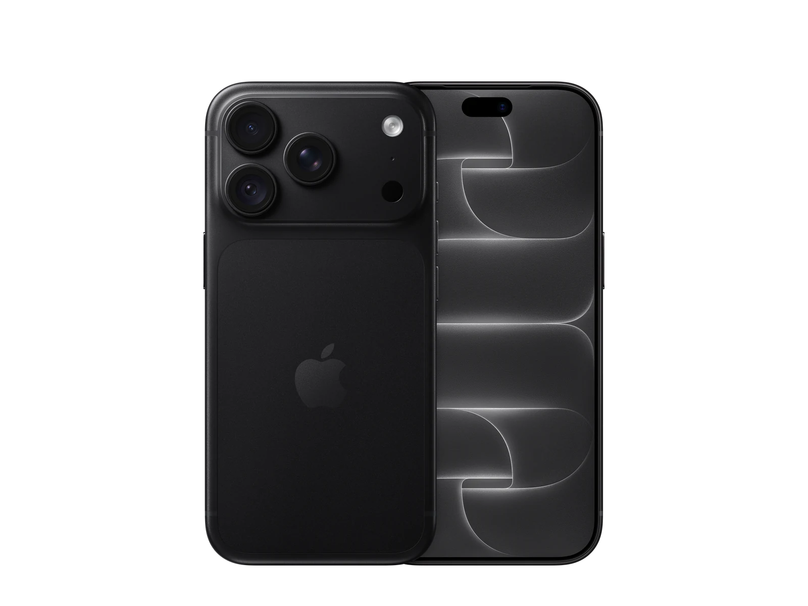 iPhone 18 Pro v barvě Black, celý telefon zepředu a zezadu