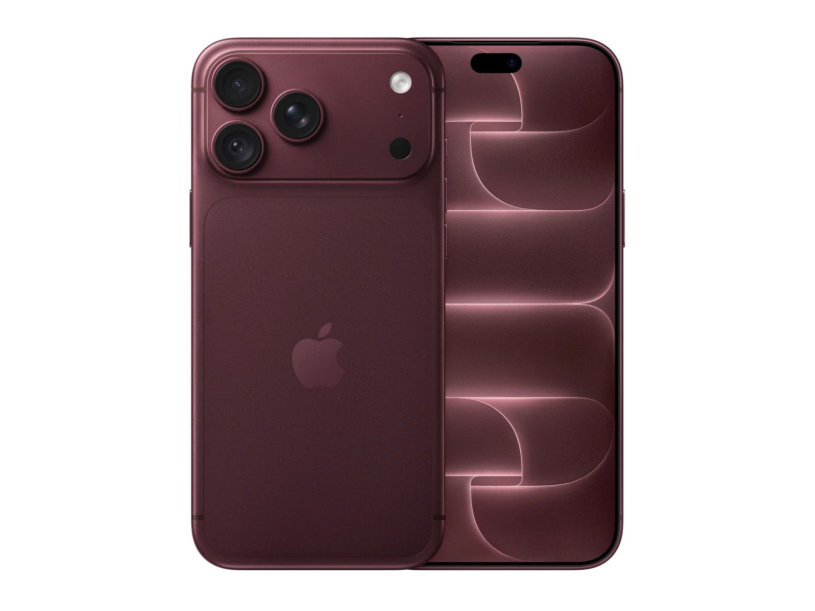 iPhone 18 Pro Max v barvě Burgundy, přední a zadní strana