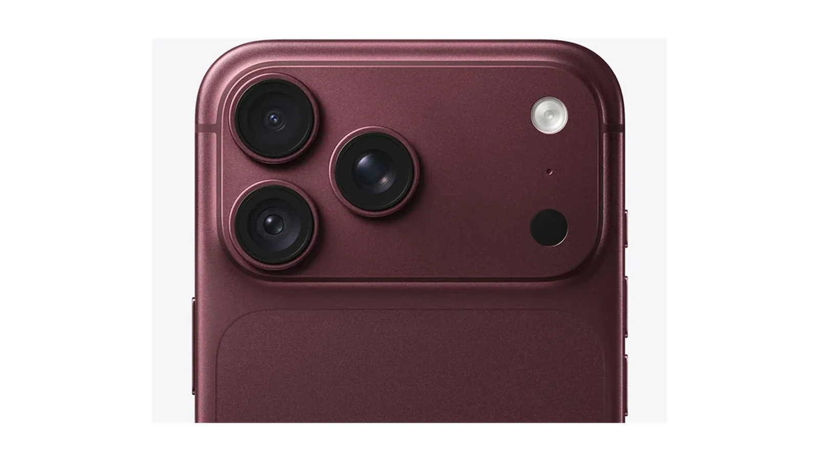 iPhone 18 Pro Max v barvě Burgundy – zadní strana se systémem tří fotoaparátů